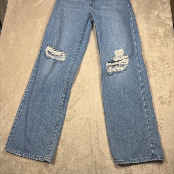 Levi’s High Waisted Straight Leg Distressed Zipper Fly Cotton Blue Jeans Size 25 - Picture 4 of 16